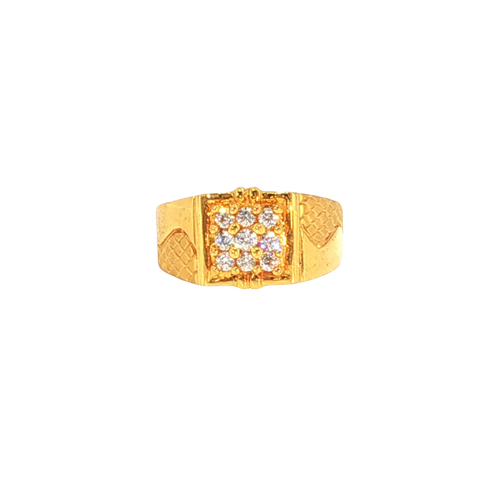 Classic 22K Yellow Gold Cubic Zirconia Ring – 4.5g Elegant Stone Design