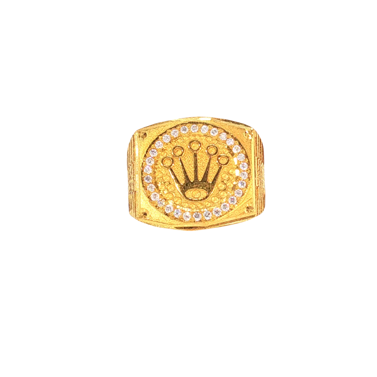 22K Men’s Yellow Gold Stone Ring with Cubic Zirconia – 9.5g, Resizable, Size 9