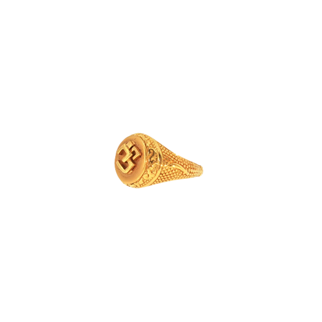 22K Yellow Gold Om Men’s Ring | Classic Spiritual Gold Band