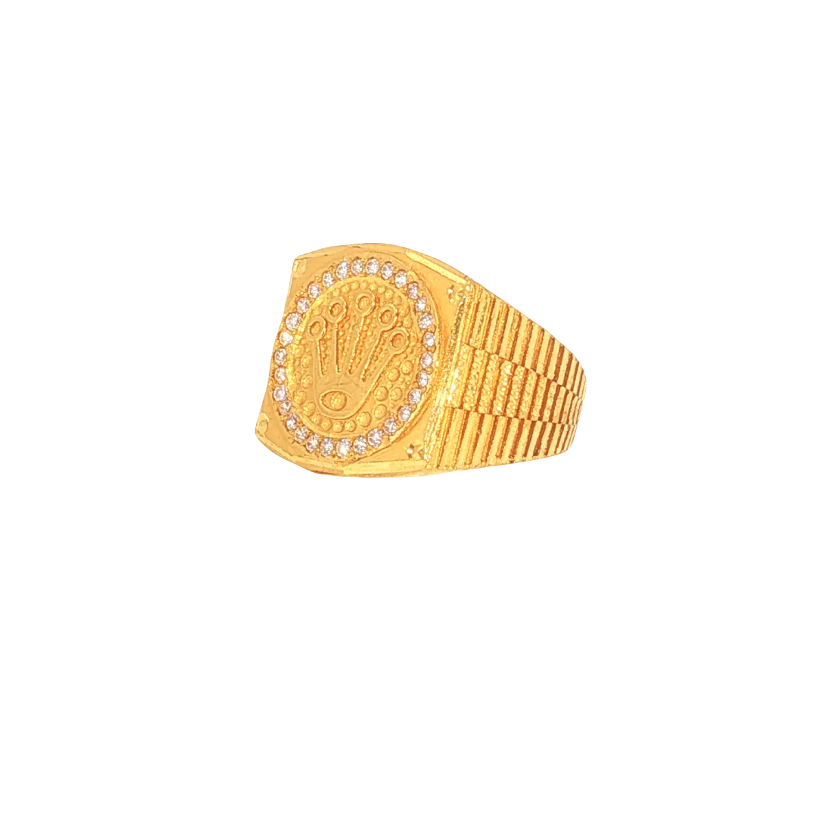 22K Men’s Yellow Gold Stone Ring with Cubic Zirconia – 9.5g, Resizable, Size 9