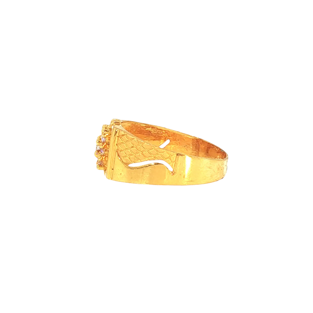 Classic 22K Yellow Gold Cubic Zirconia Ring – 4.5g Elegant Stone Design