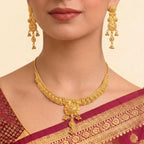 22K Three-Tiered Yellow Gold Disc and Ball Layered Necklace