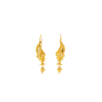 22K Yellow Gold Traditional Hanging Earrings | Elegant Long Drop Design