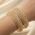22K Yellow and White Gold Bangles with Openwork Design (Set of 2)