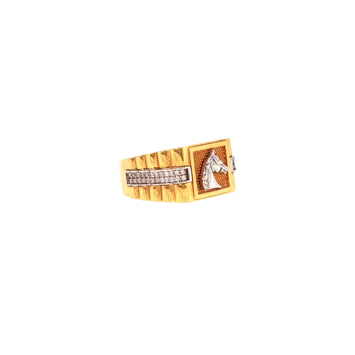 22K Two-Tone Yellow & White Gold Men’s Ring (8.9 Grams) – Bold & Premium Design