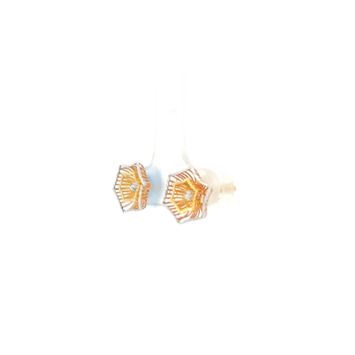 22K Two-Tone Gold Stud Earrings | Elegant Polished Tops