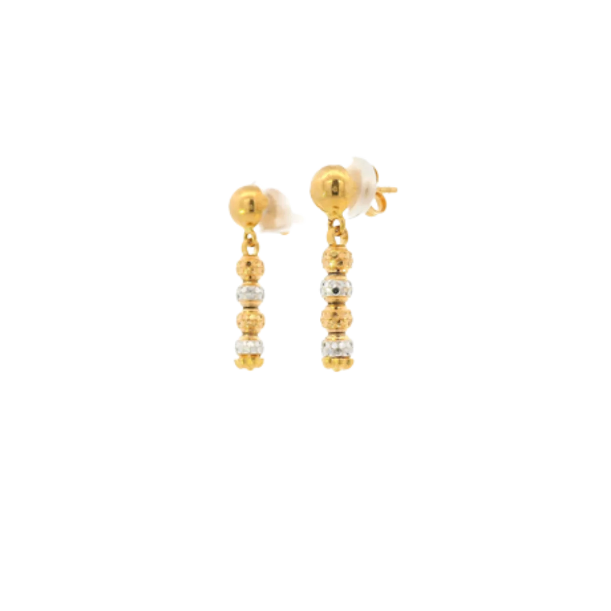22K Two-Tone Gold Hanging Earrings | Stylish Long Drop Tops