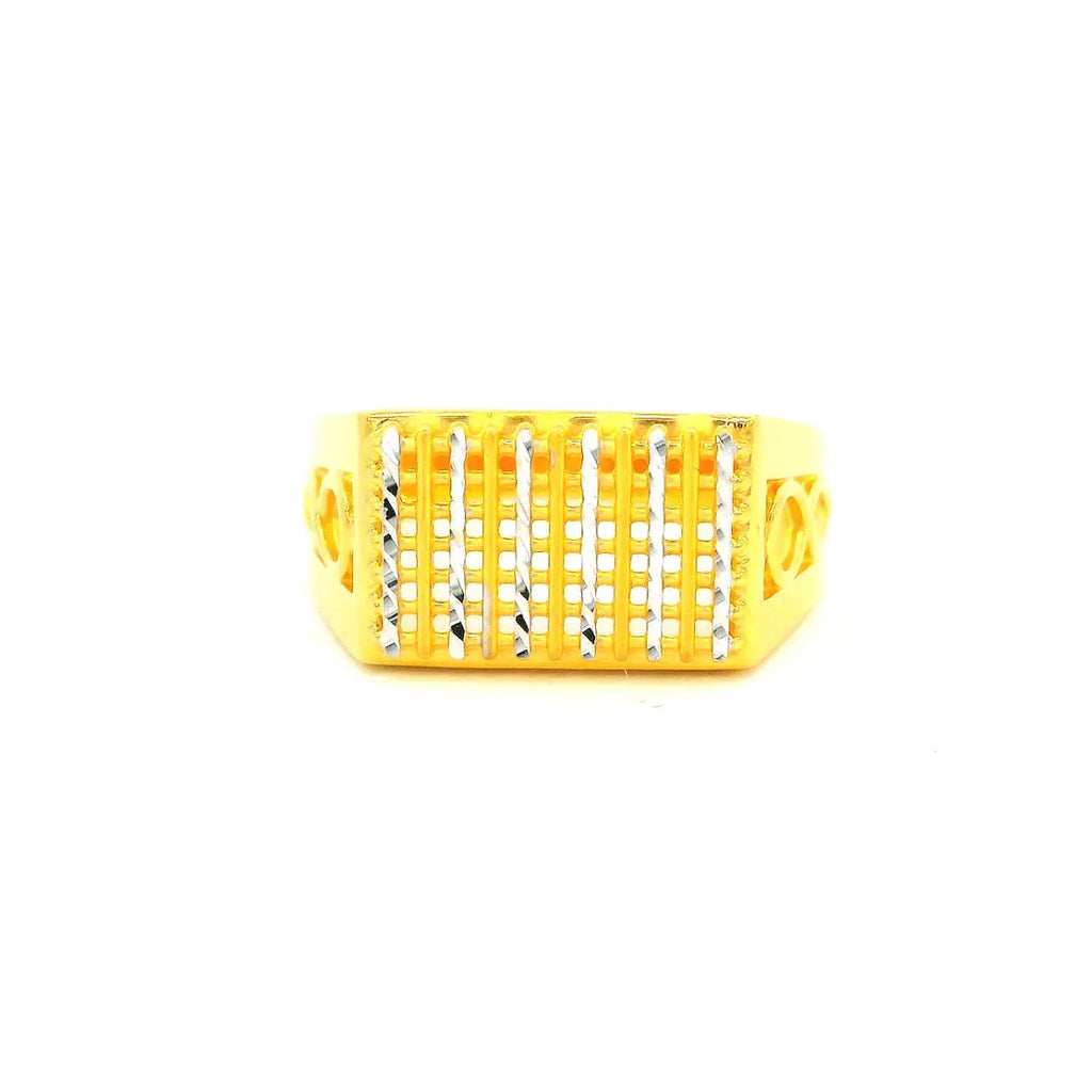 22K Two-Tone Yellow & White Gold Men’s Ring (7.7 Grams) – Modern & Elegant