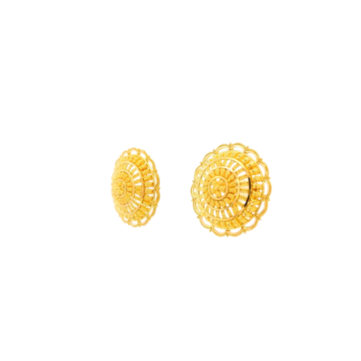22K Yellow Gold Traditional Stud Earrings | Heavy Luxury Polished Tops