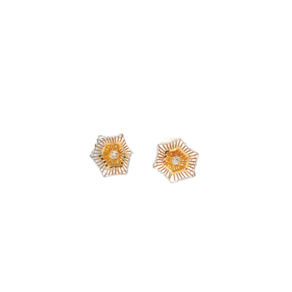 22K Two-Tone Gold Stud Earrings | Elegant Polished Tops
