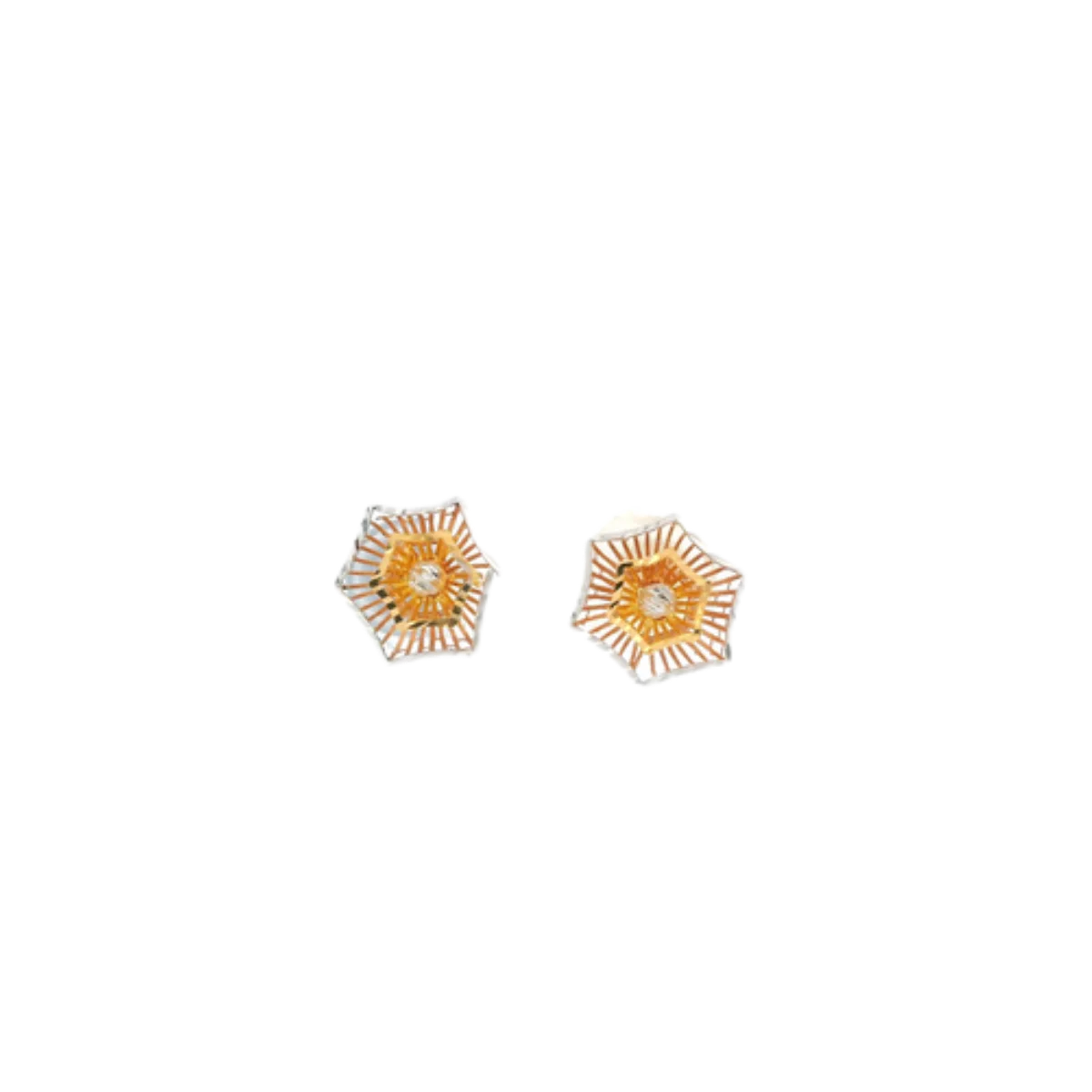 22K Two-Tone Gold Stud Earrings | Elegant Polished Tops