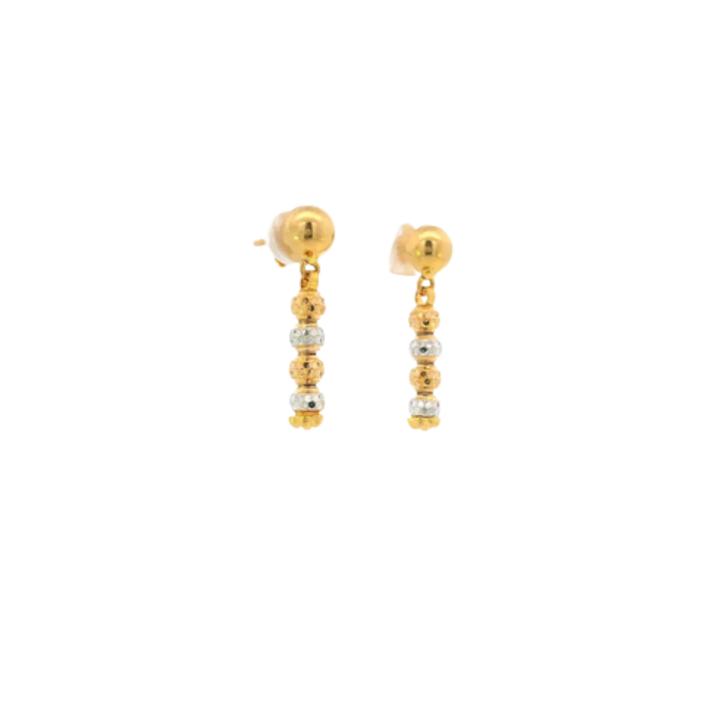 22K Two-Tone Gold Hanging Earrings | Stylish Long Drop Tops