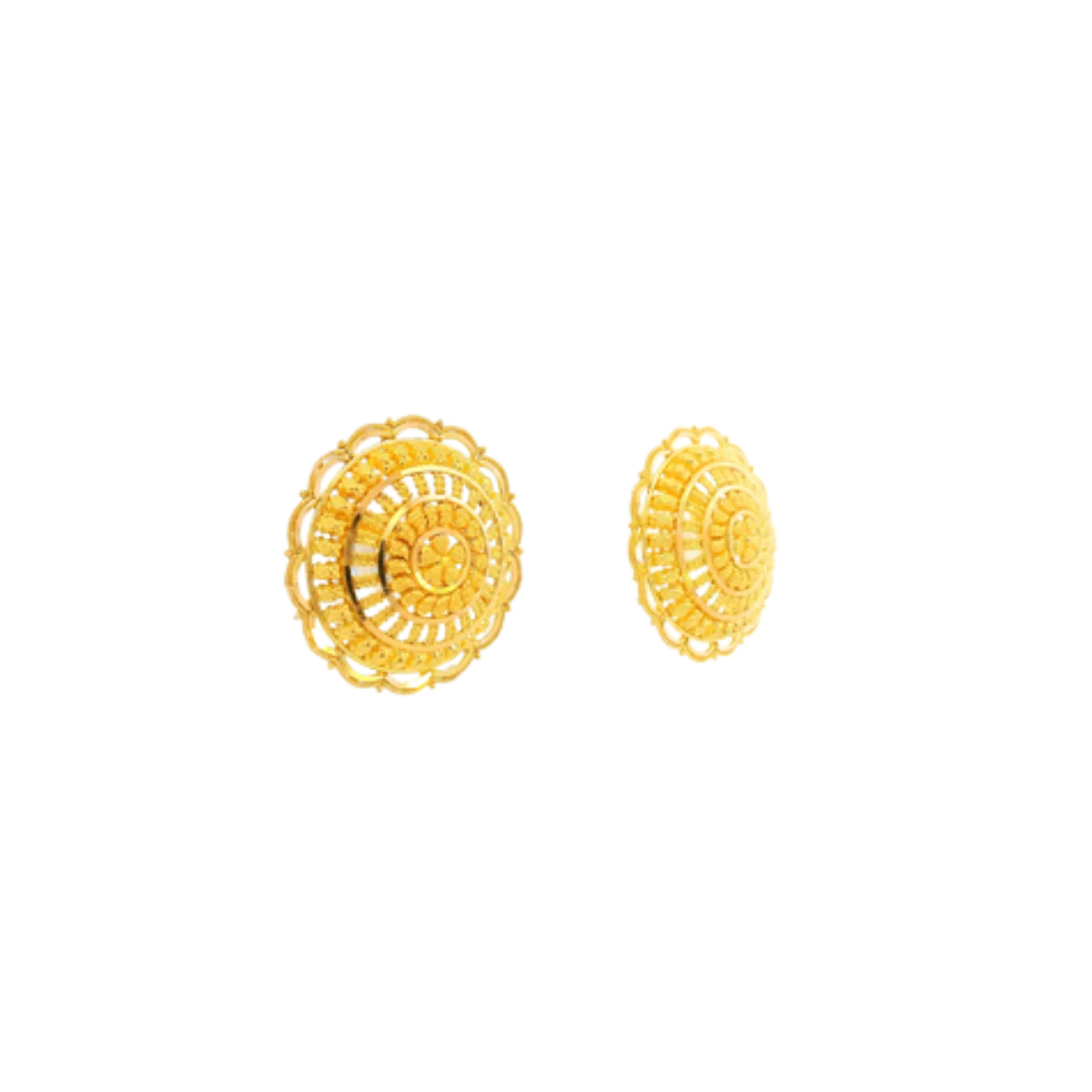 22K Yellow Gold Traditional Stud Earrings | Heavy Luxury Polished Tops