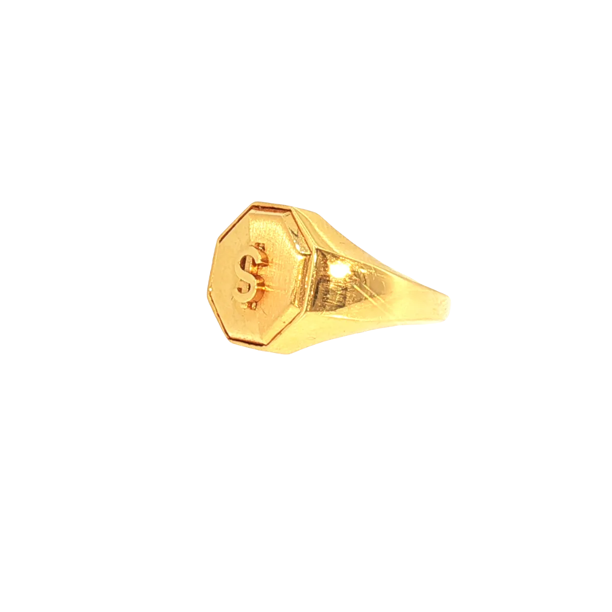 21K Men’s Yellow Gold Fancy Ring – 6.4g, Polished Finish, Resizable, Size 10