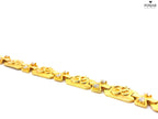 2K Yellow Gold Bracelet with "Om" Symbols and Cubic Zirconia Accents