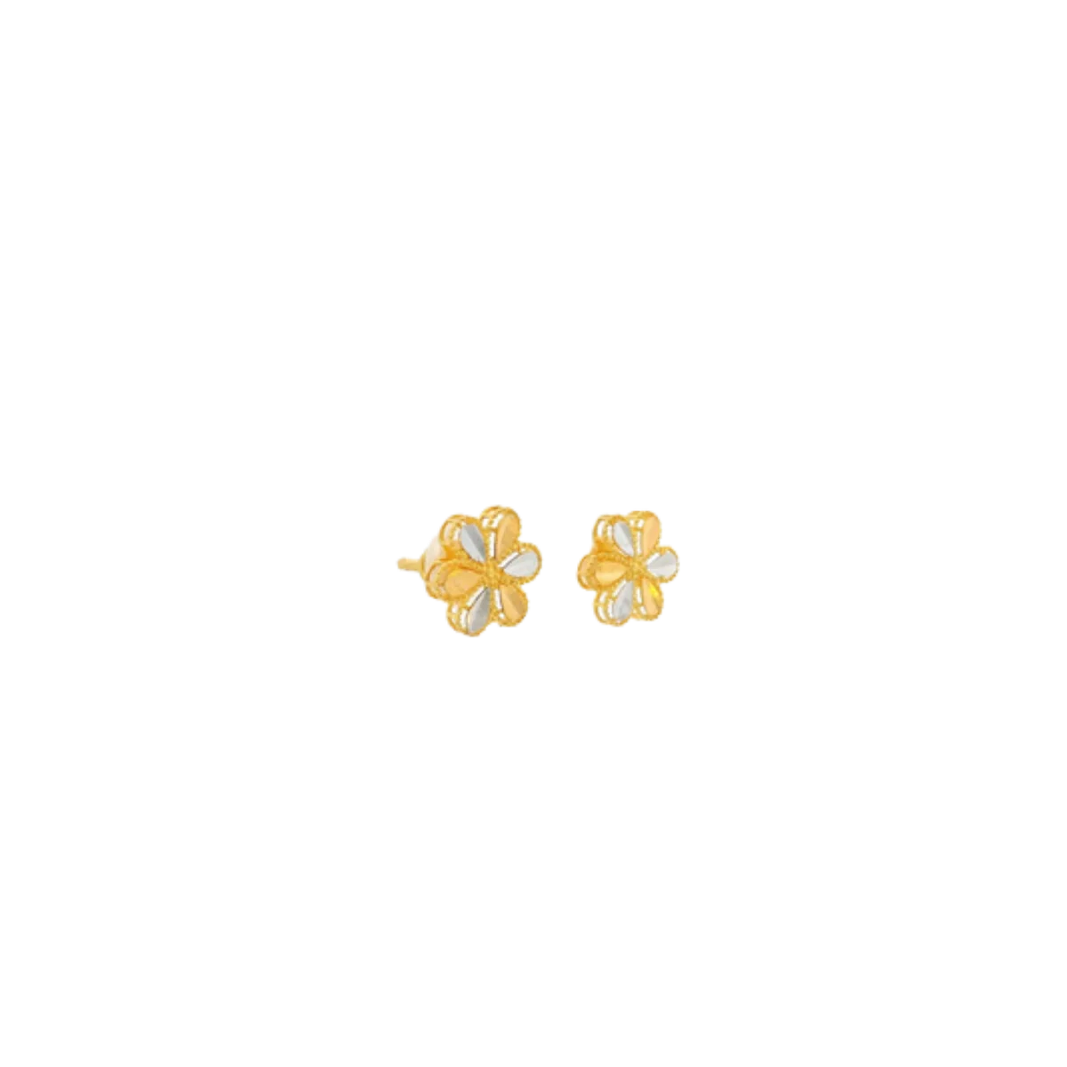 22K Two-Tone Gold Stud Earrings | Elegant Polished Tops