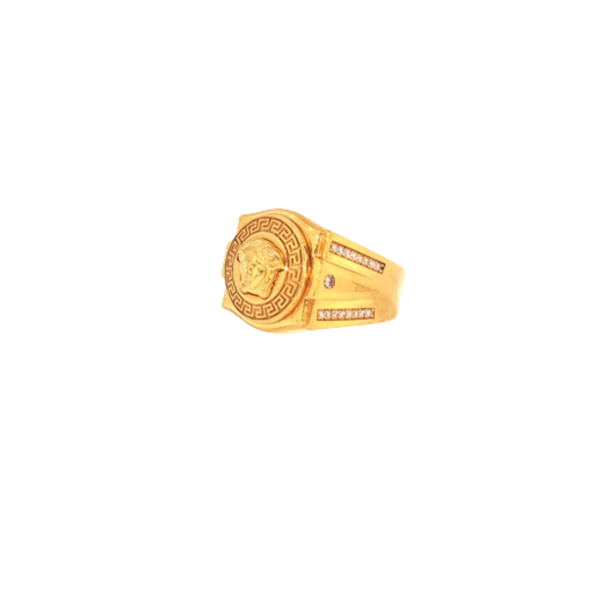 22K Yellow Gold CZ Men’s Ring | Premium Stone Designer Band