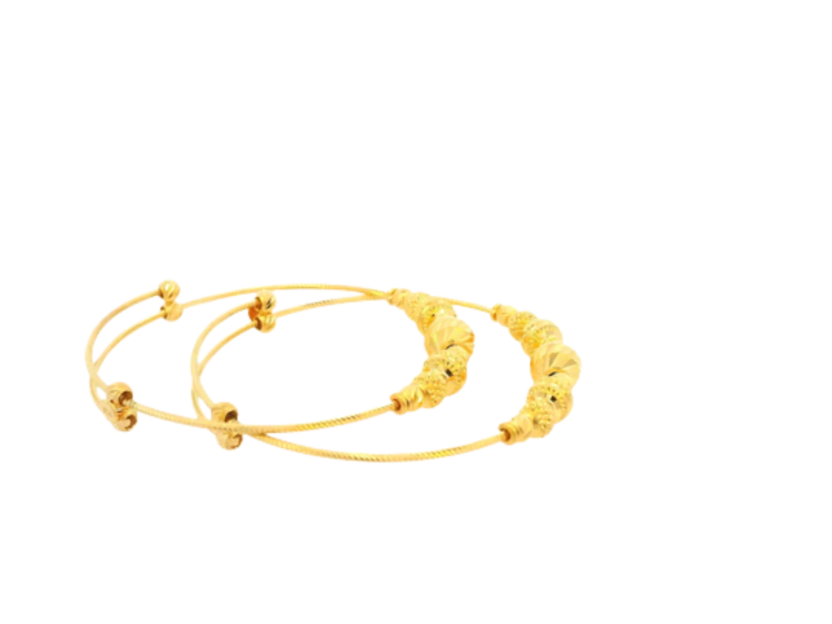 22K Yellow Gold Adjustable Baby Bangles (7.4 Grams)