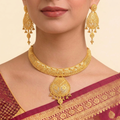 Elegant Yellow Gold Layered Medallion Necklace with Floral Engraving