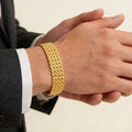 22K Yellow Gold Wide Bracelet with Leather Cord Lock