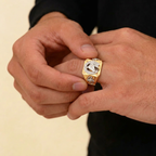 22K Yellow & White Gold 2-Tone Men’s Ring – Size 10.5, 7.5g with Cubic Zirconia