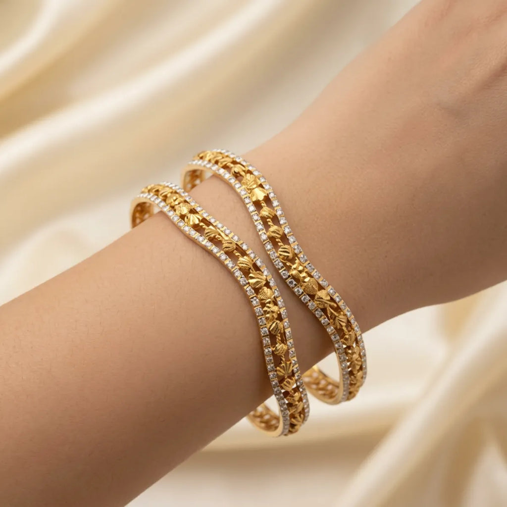 22K Yellow + White Gold Bangles