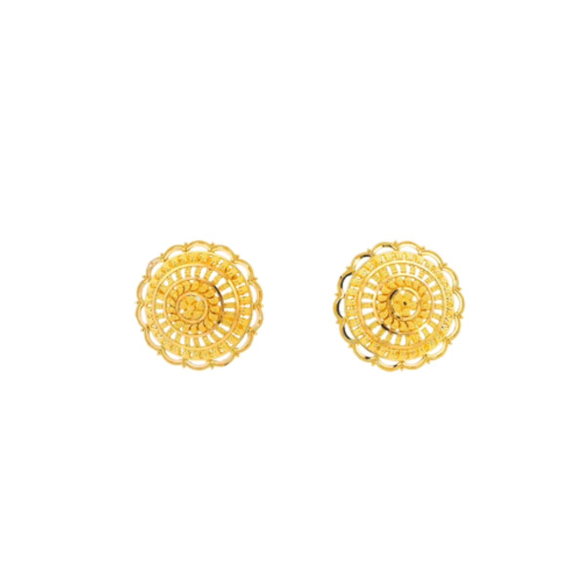 22K Yellow Gold Traditional Stud Earrings | Heavy Luxury Polished Tops