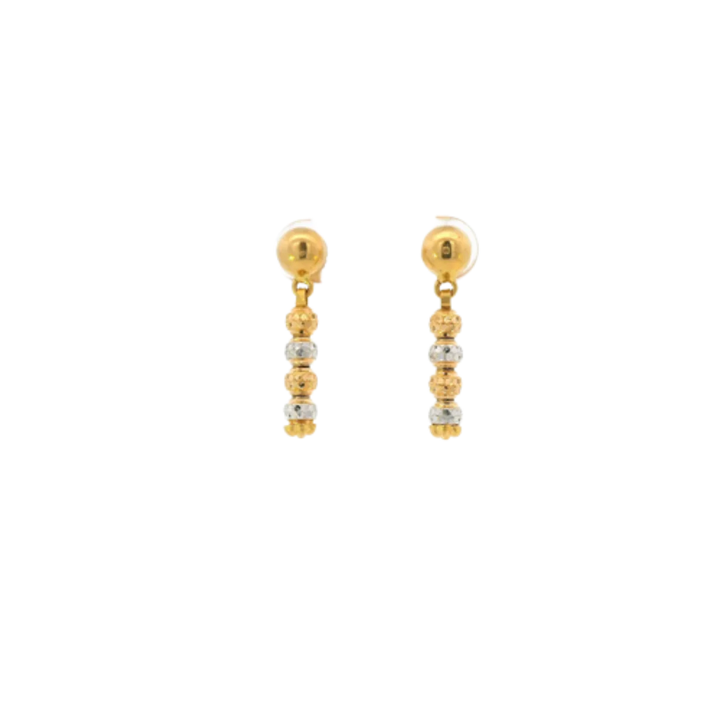 22K Two-Tone Gold Hanging Earrings | Stylish Long Drop Tops