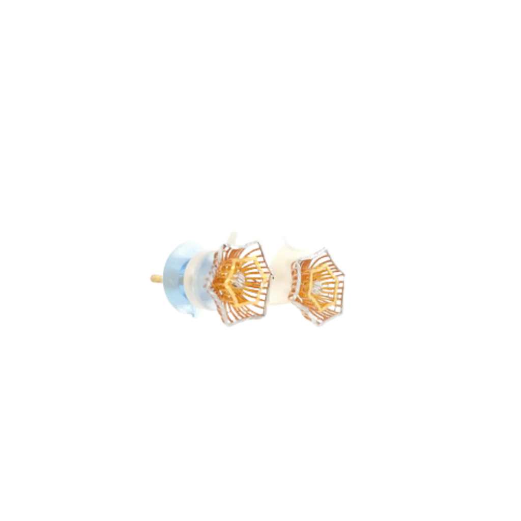 22K Two-Tone Gold Stud Earrings | Elegant Polished Tops