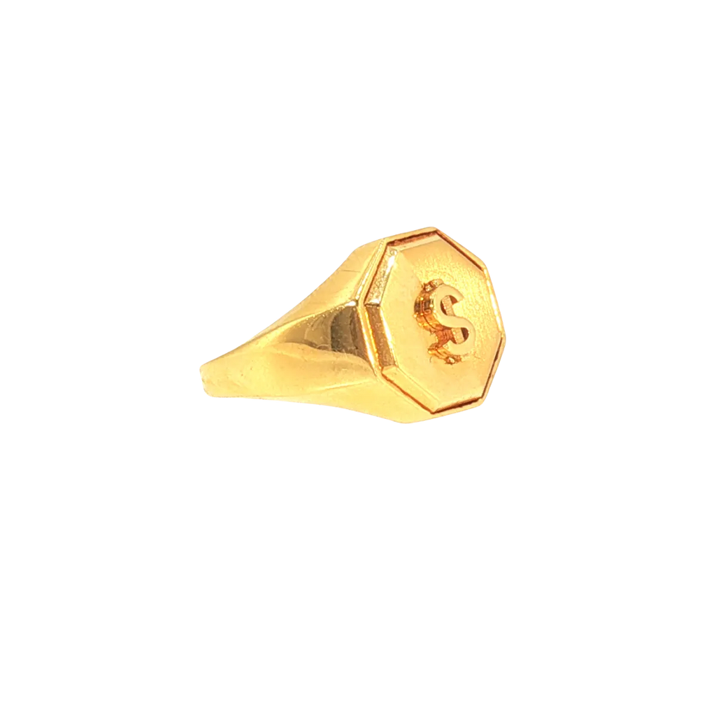 21K Men’s Yellow Gold Fancy Ring – 6.4g, Polished Finish, Resizable, Size 10