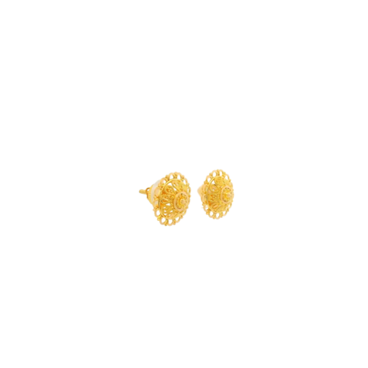 22K Yellow Gold Traditional Stud Earrings | Lightweight Polished Tops