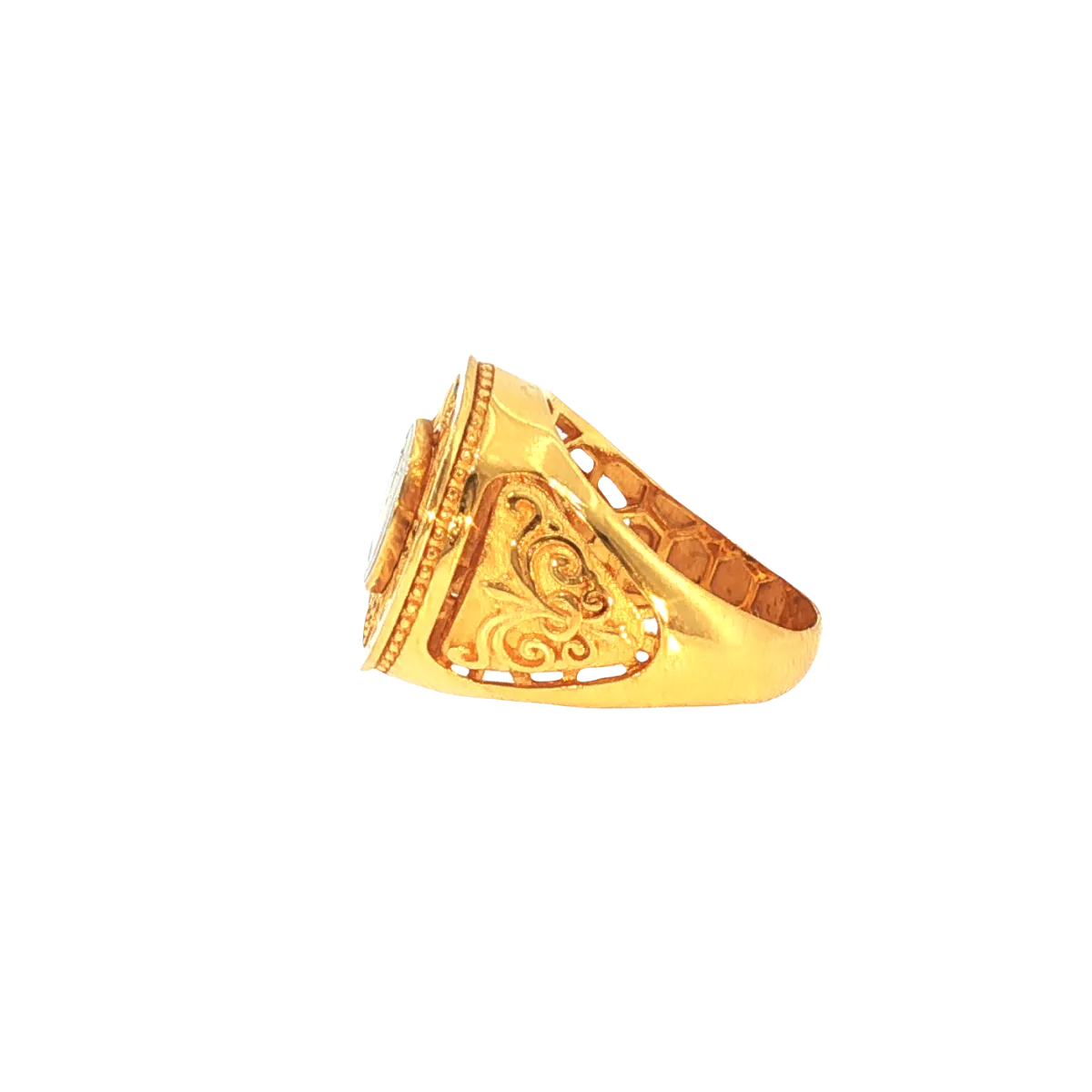 Elegant 21K Yellow Gold Fancy Ring – 12.6g Luxurious Statement Design