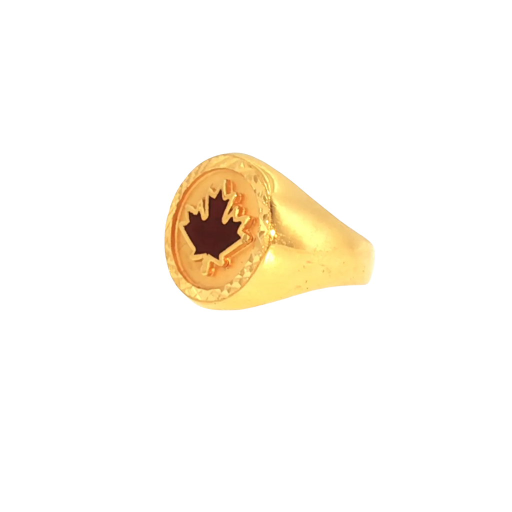 22K Men’s Yellow Gold Meena Karie Ring – 9.1g, Polished Finish, Resizable, Size 10.5
