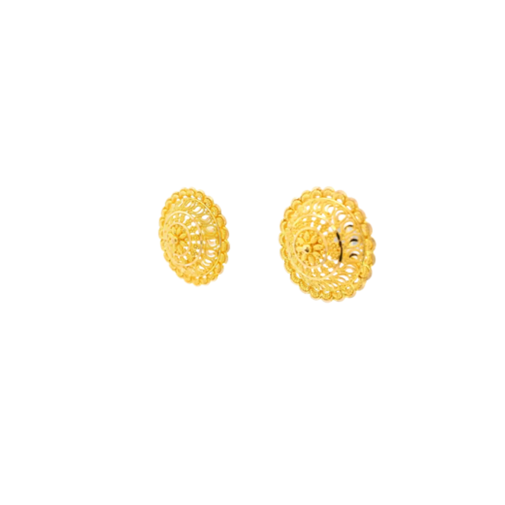 22K Yellow Gold Traditional Stud Earrings | Heavy Premium Polished Tops