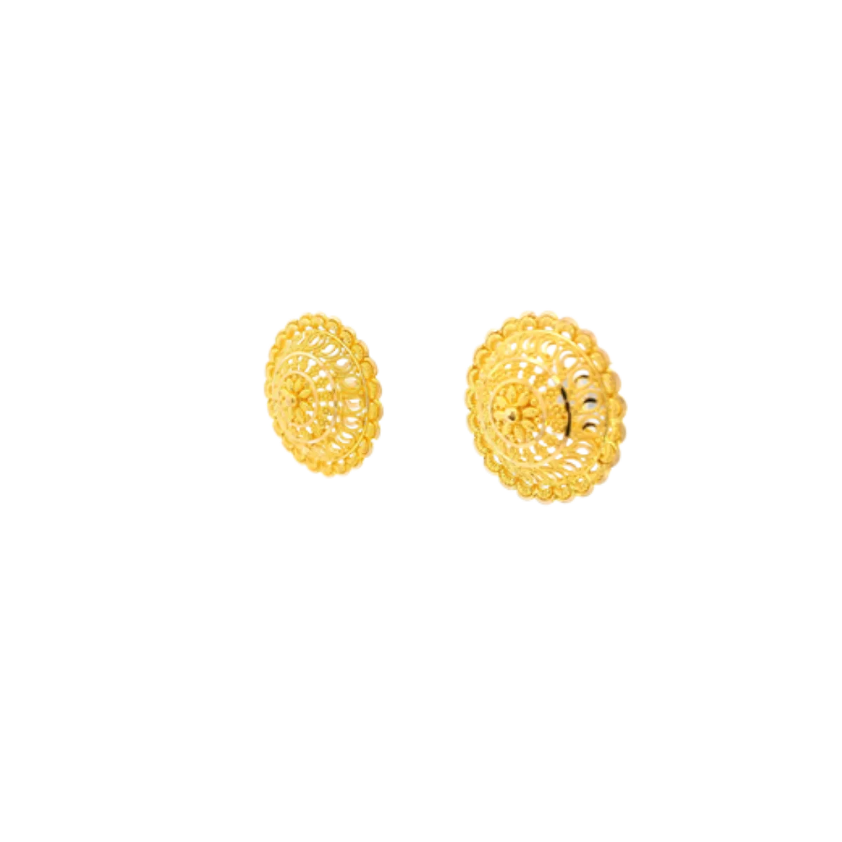 22K Yellow Gold Traditional Stud Earrings | Heavy Premium Polished Tops