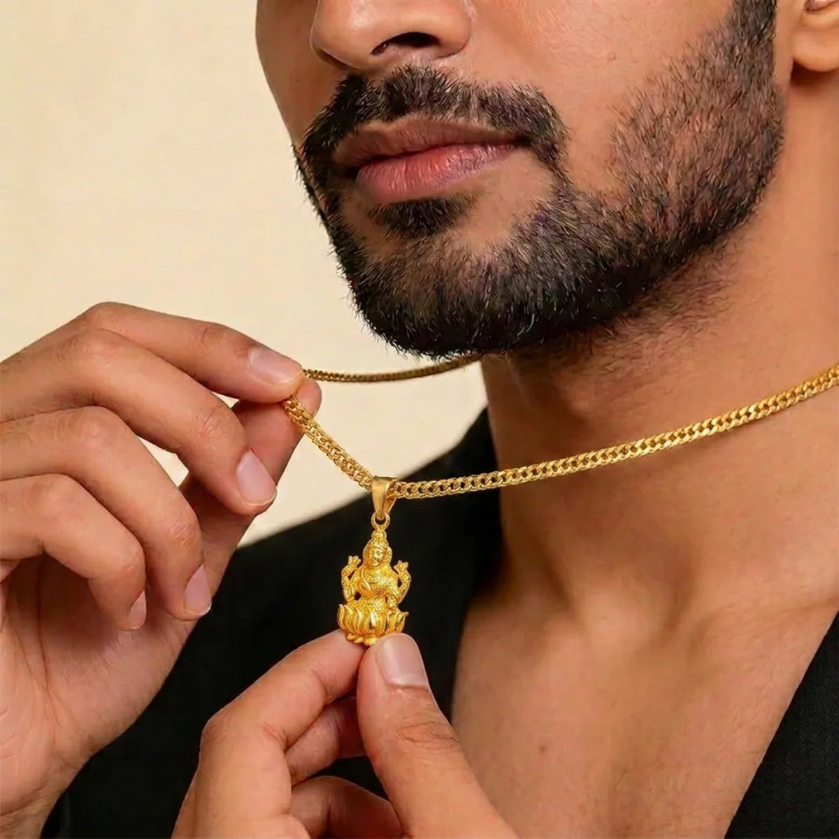 22K Yellow Gold Laxmi Mata Pendant