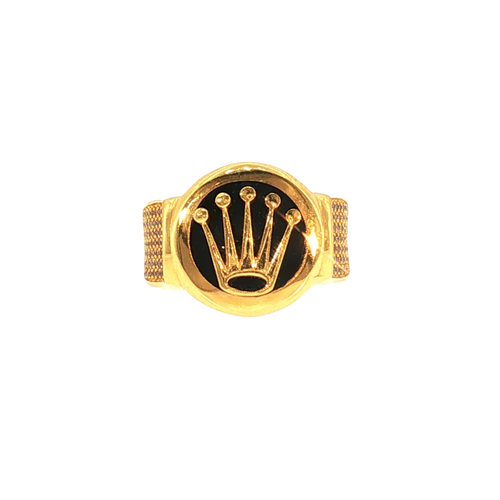 22K Men’s Yellow Gold Stone Ring with Cubic Zirconia – 13.9g, Resizable, Size 10.5