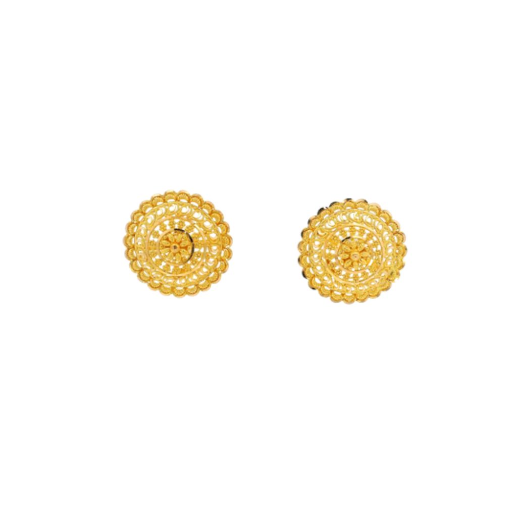 22K Yellow Gold Traditional Stud Earrings | Heavy Premium Polished Tops