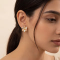 22K Two-Tone Gold Stud Earrings | Elegant Polished Tops