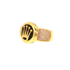 22K Men’s Yellow Gold Stone Ring with Cubic Zirconia – 13.9g, Resizable, Size 10.5