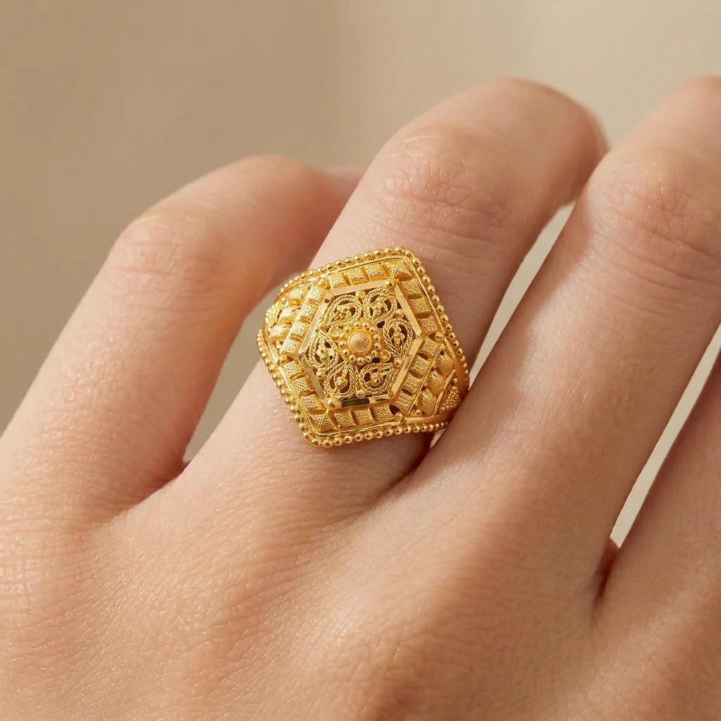 22K Yellow Gold Ring with Resizing Option