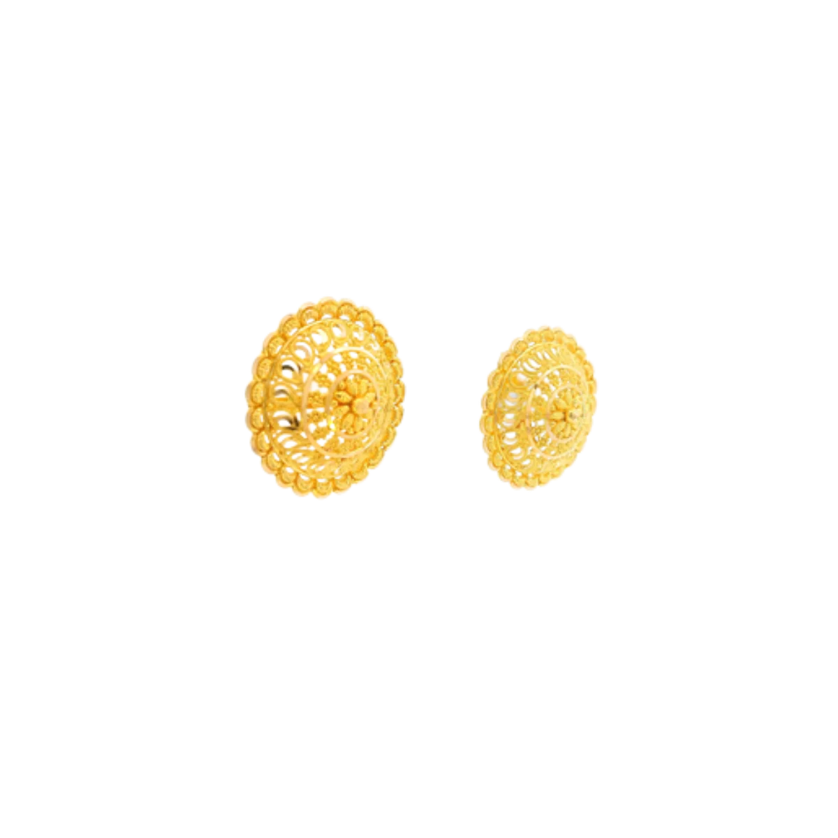 22K Yellow Gold Traditional Stud Earrings | Heavy Premium Polished Tops