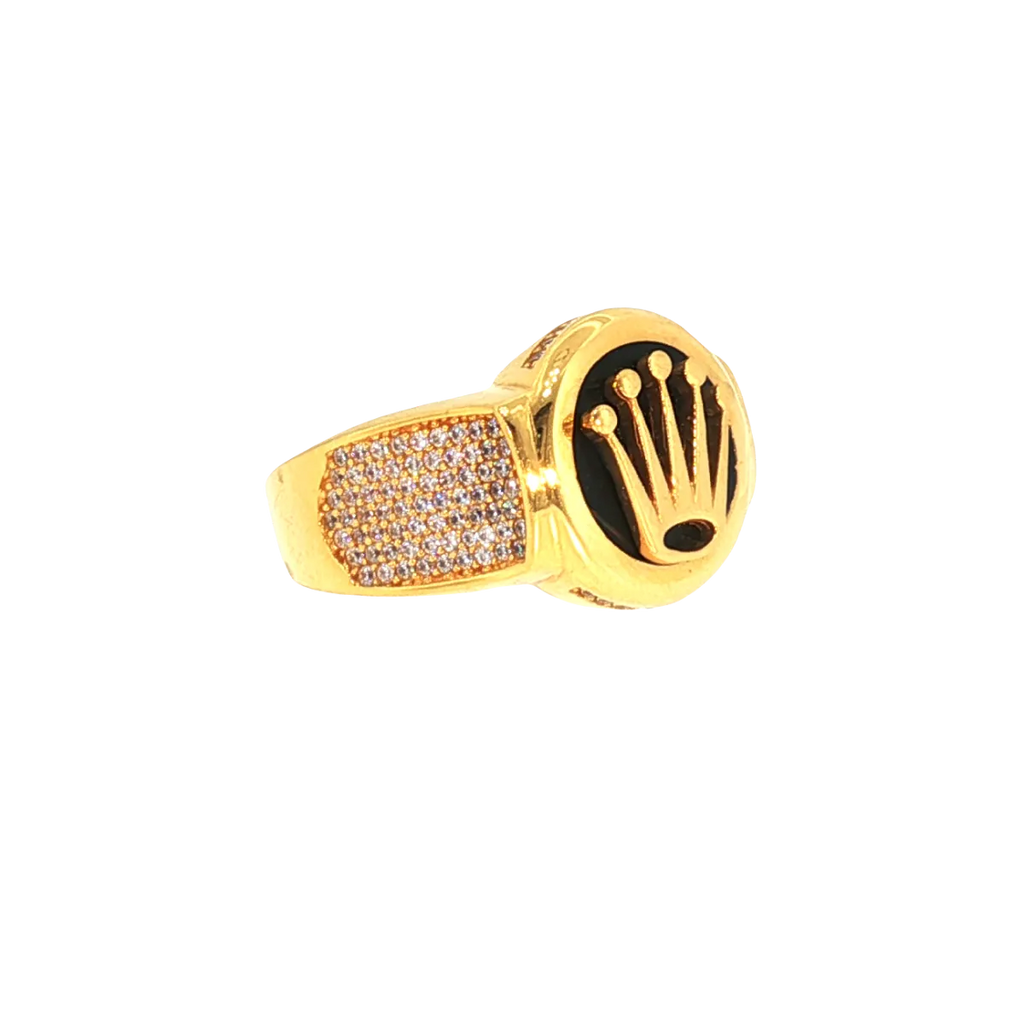 22K Men’s Yellow Gold Stone Ring with Cubic Zirconia – 13.9g, Resizable, Size 10.5