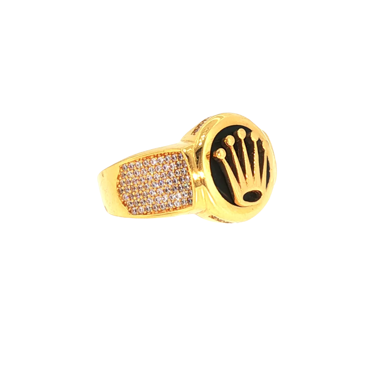 22K Men’s Yellow Gold Stone Ring with Cubic Zirconia – 13.9g, Resizable, Size 10.5