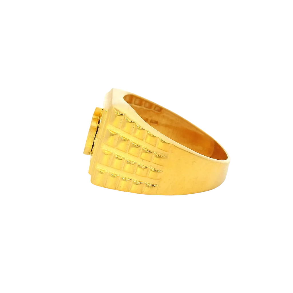 22K Men’s Yellow Gold Fancy Ring – 9.4g, Polished Finish, Resizable, Size 9.5