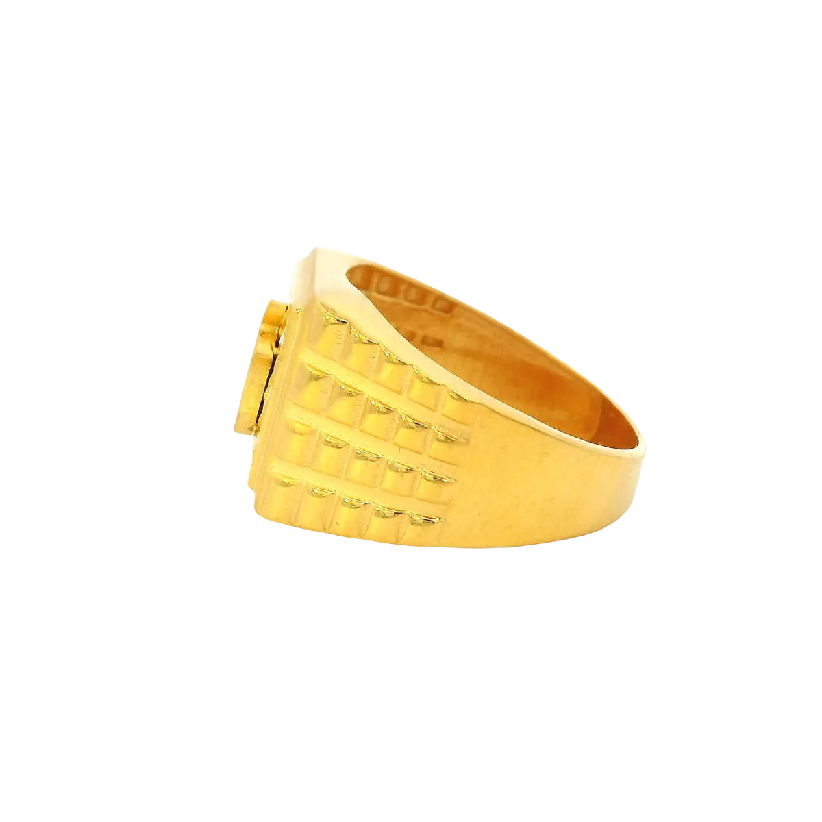 22K Men’s Yellow Gold Fancy Ring – 9.4g, Polished Finish, Resizable, Size 9.5
