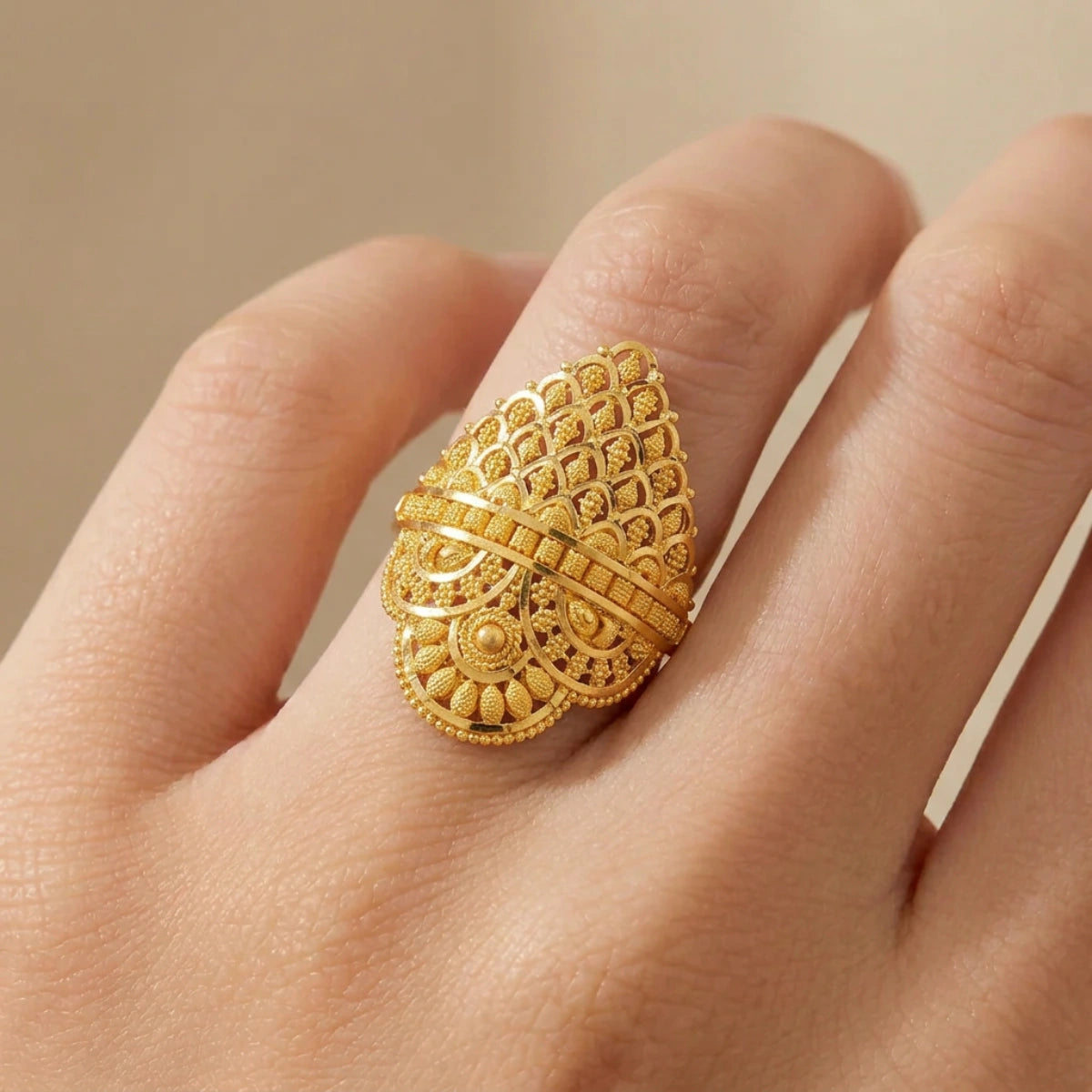 22K Yellow Gold Ring with Resizing Option