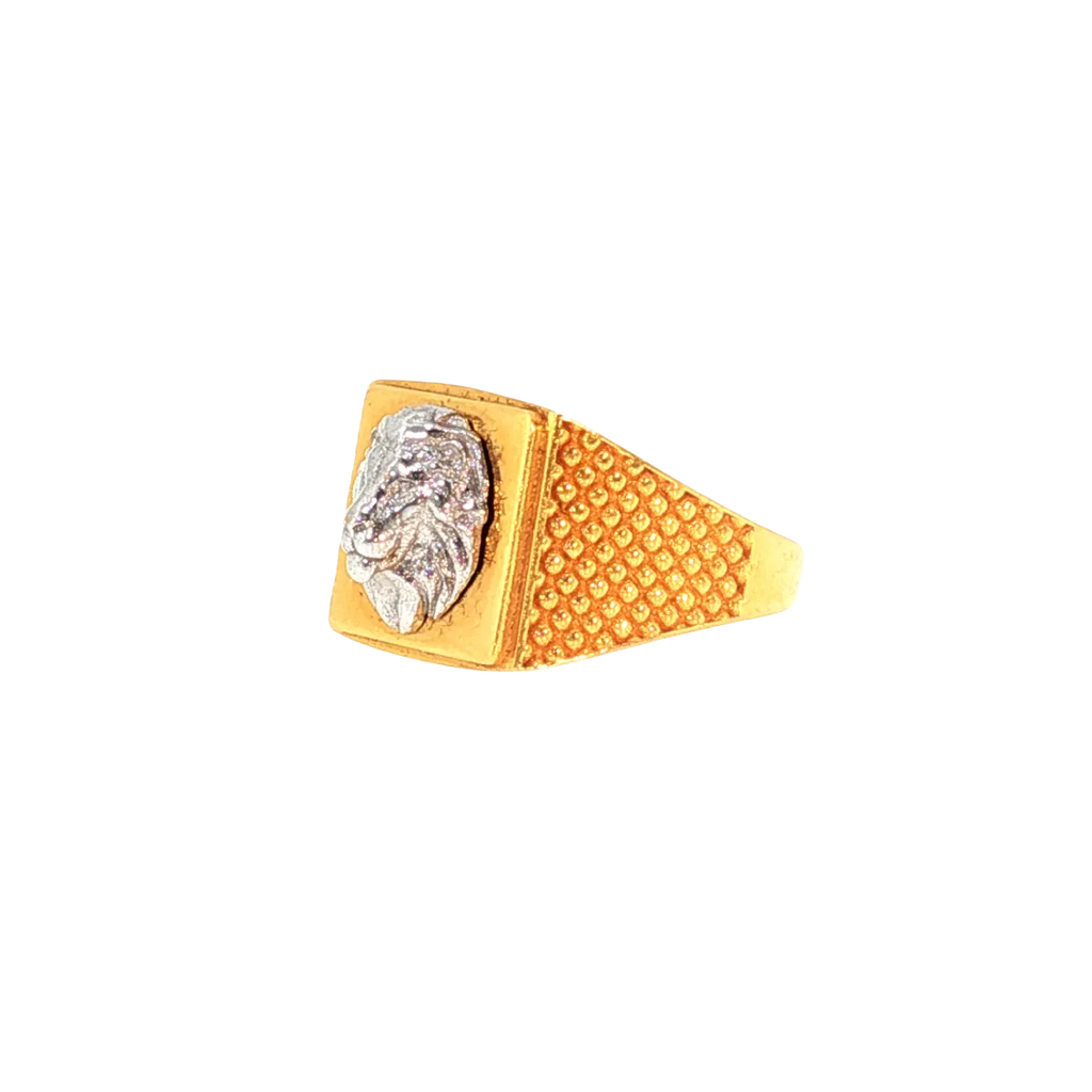 22K Two-Tone Yellow & White Gold Men’s Ring (6.5 Grams) – Elegant & Contemporary