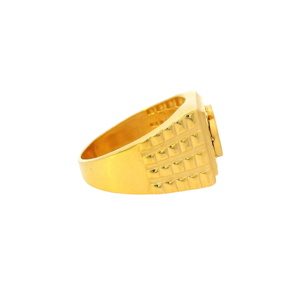 22K Men’s Yellow Gold Fancy Ring – 9.4g, Polished Finish, Resizable, Size 9.5