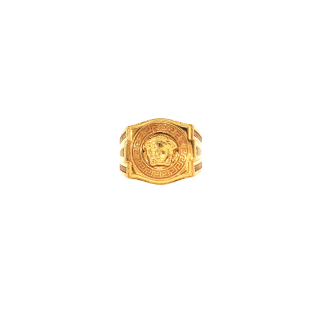 22K Yellow Gold CZ Men’s Ring | Premium Stone Designer Band